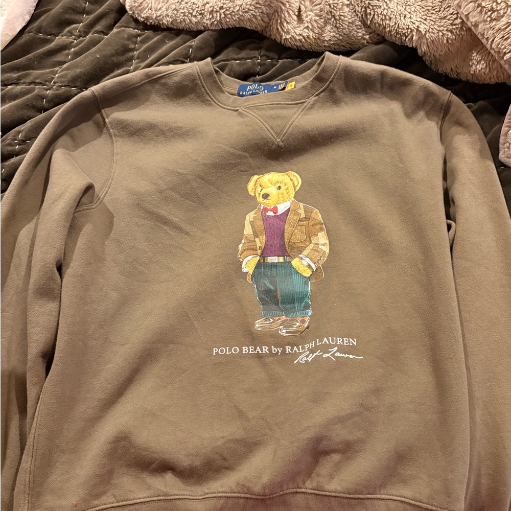 Ralph Lauren Green Crewneck Sweatshirt with Polo Bear